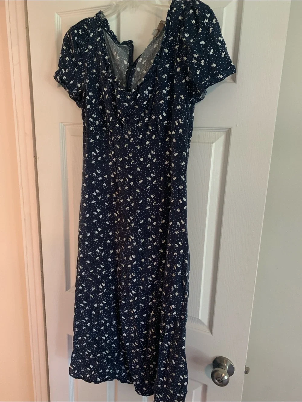 LOFT navy midi